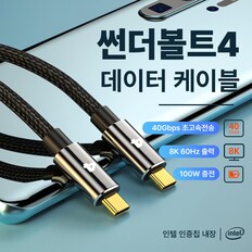 썬더볼트 4 100W PD 8K60Hz 40Gbps USB CtoC 고속 케이블