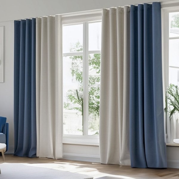 뷰하우스 데이즈 3중직 투톤 아일렛 암막커튼 대형+커튼봉세트