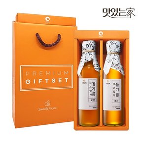 50년전통 대현상회 저온압착 국산 참기름 들기름 350ml 선물세트 (선물케이스포장)