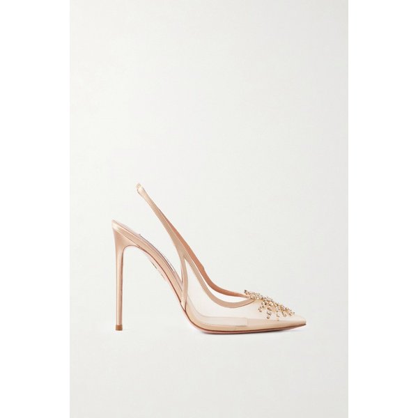 파이어워크 105 크리스탈 장식 새틴 트리밍 메시 펌프스 뉴트럴 46376663162955073