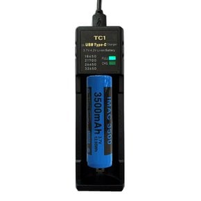 TC1 18650 충전기 14500 21700 26650 리튬이온 배터리 2A 고속 충전기 KC 안전인증