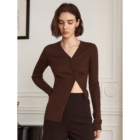 YY_Vintage split brown knit top