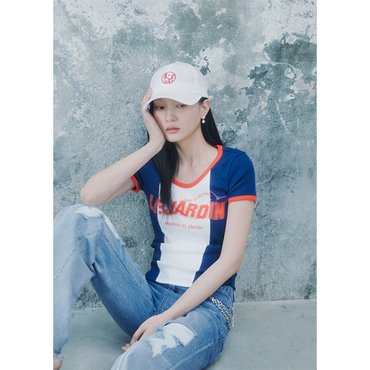 에고이스트 [CAPSULE LINE] 프린팅 포인트 배색 슬림 티셔츠 (ER2CH461)