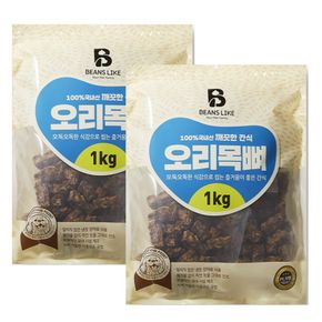 빈즈라이크 오리 목뼈 2kg (1kgx2팩) 대용량 애견간식[33030090]