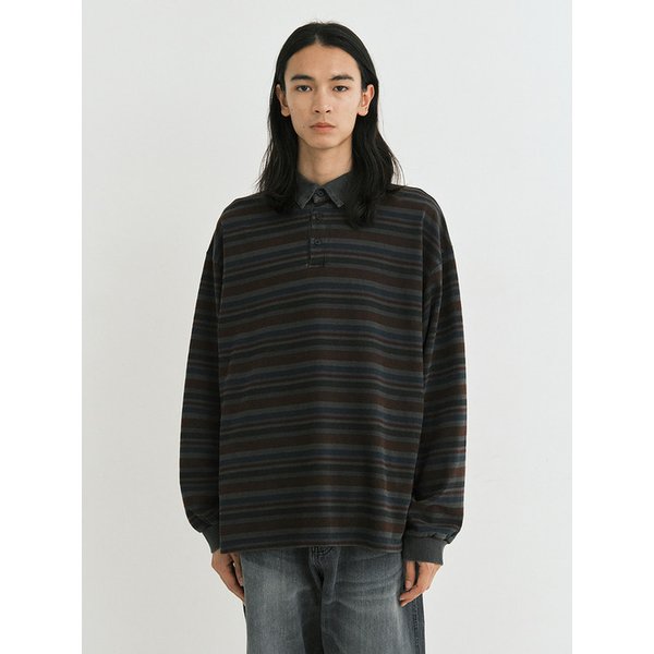 Vtg Evening stripe polo shirt (vtg burgundy)