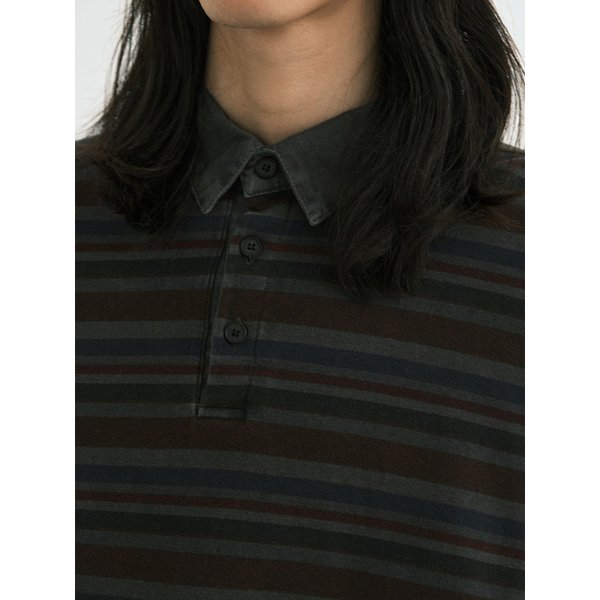 Vtg Evening stripe polo shirt (vtg burgundy)