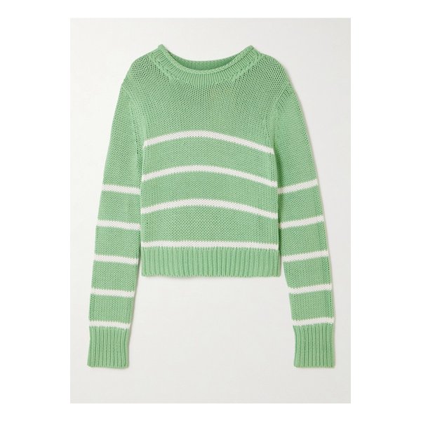 라 리뉴 미니 마리나 스트라이프 코튼 스웨터 그린 46376663162851523