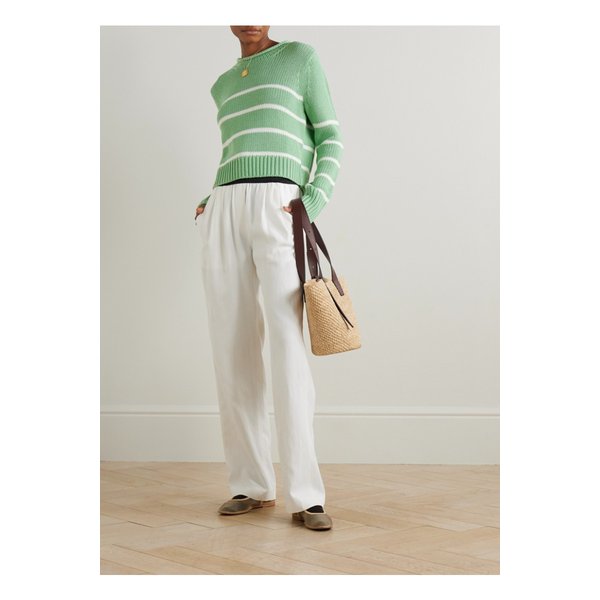 라 리뉴 미니 마리나 스트라이프 코튼 스웨터 그린 46376663162851523