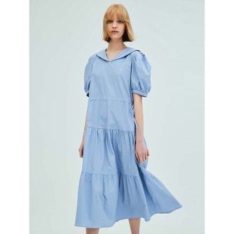 오프닝선샤인 Sailor Collar Tiered Maxi Dress_Blue