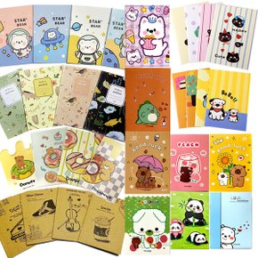 미니 수첩 줄노트 문구 사무 중철 포켓 유선 메모장 메모지  장부 강아지 고양이 도넛 빈티지 꽃무늬