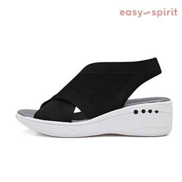 EASY SPIRIT [easy~spirit]이지스피릿 여성 New S/S 20 컴포트 웨지 니트 샌들 블라스트 W9DBLAS0M11ES 블랙
