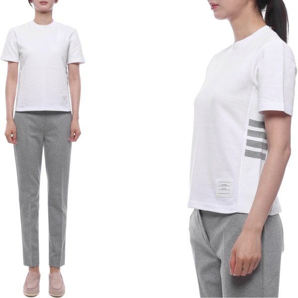 [부산점] 26SS 여성 사선 스트라이프 반팔티셔츠 (FJS207A 00050 100 26S)