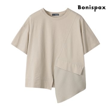 보니스팍스 사선 절개 라인 언발 반팔 티셔츠 (XP4TS016M0)