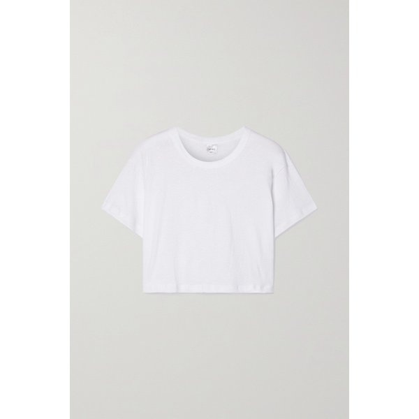 리셋 크롭 슬럽 코튼 저지 티셔츠 화이트 1647597311387521