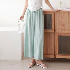 쿨 지지미 와이드팬츠 5color 허리 스트링 여름 밴딩 바지