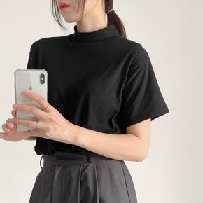 여자 속기모 반목 슬릿 루즈핏 무지 레이어드 티셔츠