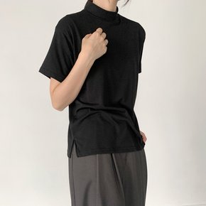 여자 속기모 반목 슬릿 루즈핏 무지 레이어드 티셔츠