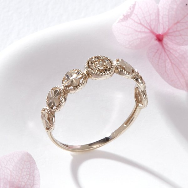 [비앤비골드] 14K 원형 로렛트 플라워컷 볼반지 SRS42176