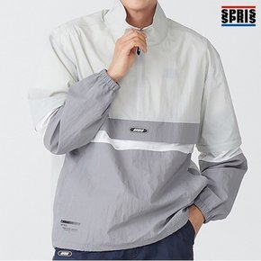 남성 3단 배색 아노락 점퍼 그레이