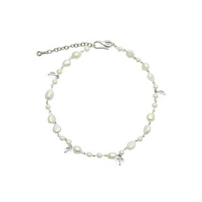 Crystal pearl link necklace