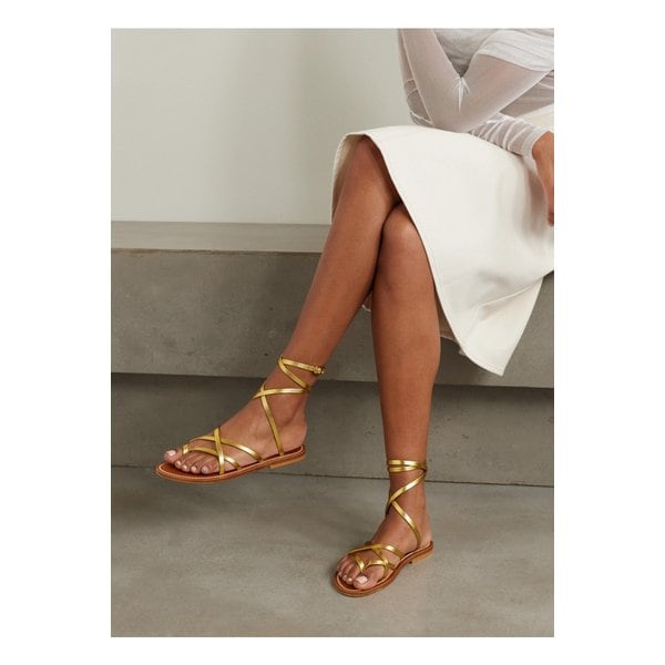 제노비 메탈릭 가죽 샌들 골드 1647597338102145