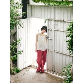 Stitch Linen pants / Cherry red