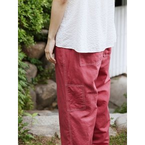 Stitch Linen pants / Cherry red