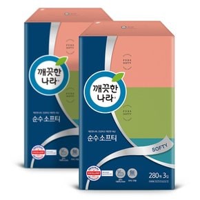 순수 소프티 미용티슈 280매 3입 2팩