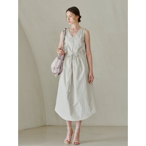 V Neck Waist String dress Set Up - Light Khaki