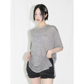 Lace Cross Half T-shirt - GREY