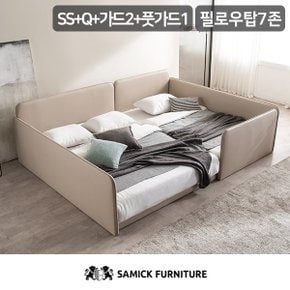 SAMICK 루시 슬림형 저상형 패밀리 침대 SS+Q(필로우탑 7존 독립 매트리스)+가드2+풋가드1