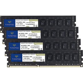 Timetec Hynix IC PC DDR3L 1600 MHz PC3L 12800 240 Pin UDIMM 32GB (8GBx4 데스크탑 용 메모리