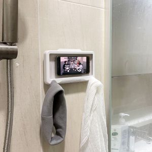 오너클랜 회전형 욕실 방수 핸드폰거치대 화이트