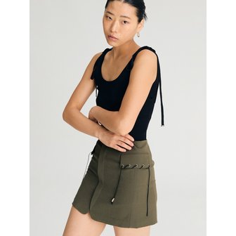 르수기아뜰리에 Stud Mini Skirt (Khaki)