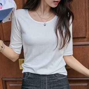 쫀쫀스판 유넥 5부 데일리 티셔츠 DM41 T 05_P359940584