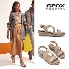 에비 베이지 여성 데일리 웨지힐 샌들 GEOX 여름샌들