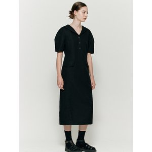 비뮤즈맨션 Linen sailor collar dress - Black