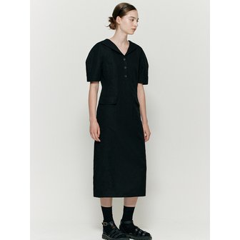 비뮤즈맨션 Linen sailor collar dress - Black