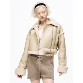 CROPPED SHEARING TRIMMING JACKET_BEIGE BEIGE