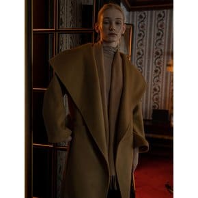 CASHMERE HEAVY WOOL OVER COLLAR LONG COAT CAMEL