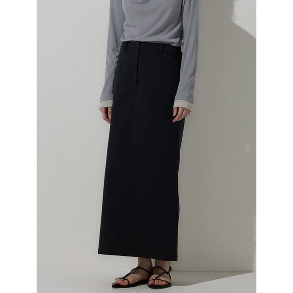 Back slit h-line long skirt - Charcoal