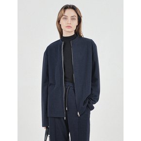 Essential Round Cardigan Zip-Up (Navy)