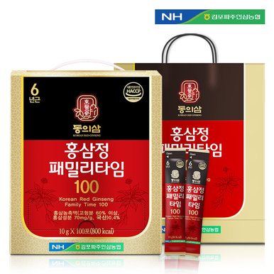 [김포파주인삼농협] 동의삼 홍삼정 패밀리 타임 (10g x 100포)(+쇼핑백)