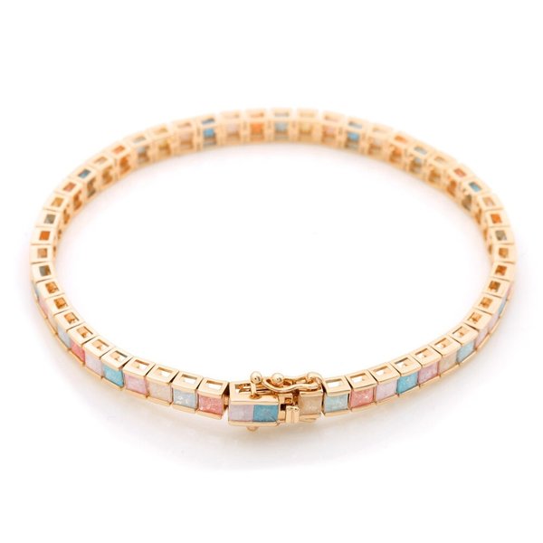 썸머풀 14K GP 컬러 스톤 포인트 볼드 골드 패션 팔찌