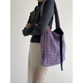 Spring Tweed Padded Shoulder Bag Purple