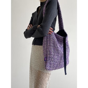 쥬에 Spring Tweed Padded Shoulder Bag Purple