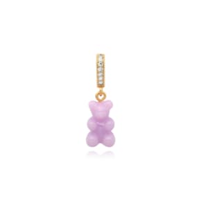 NOSTALGIA BEAR-LAVENDER-PAVE CONNECTOR 노스텔지아 베어 파베 라벤더 골드 펜던트 참