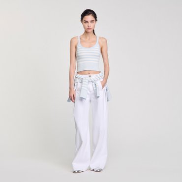 산드로 [25SS 시즌오프 30%] 스트라이프 테리 니트 탑 SF25S3FRP1331