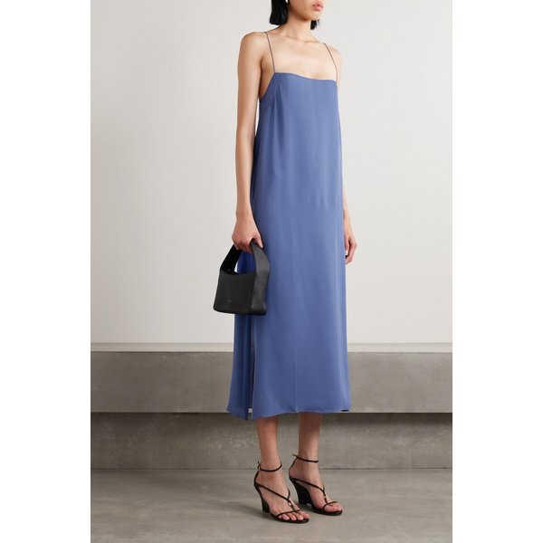 케이트 시칠리 실크 조젯 미디 드레스 블루 1647597325519134
