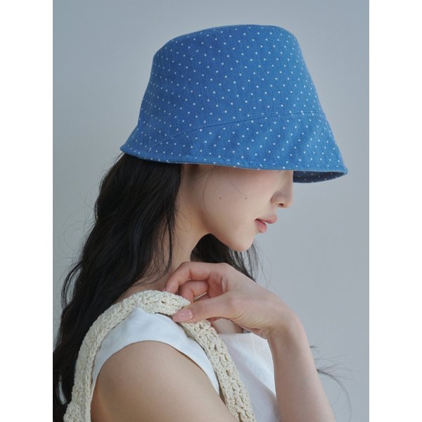 Dot Denim Moon Bucket Hat